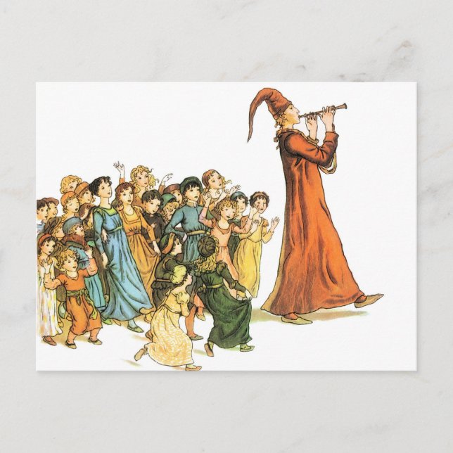 Pied Piper Illustration by Kate Greenaway Postcard (Front)