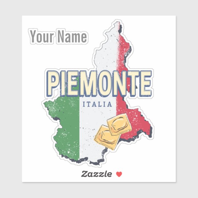 Piedmont Italy Retro Region Map Vintage Pasta (Sheet)