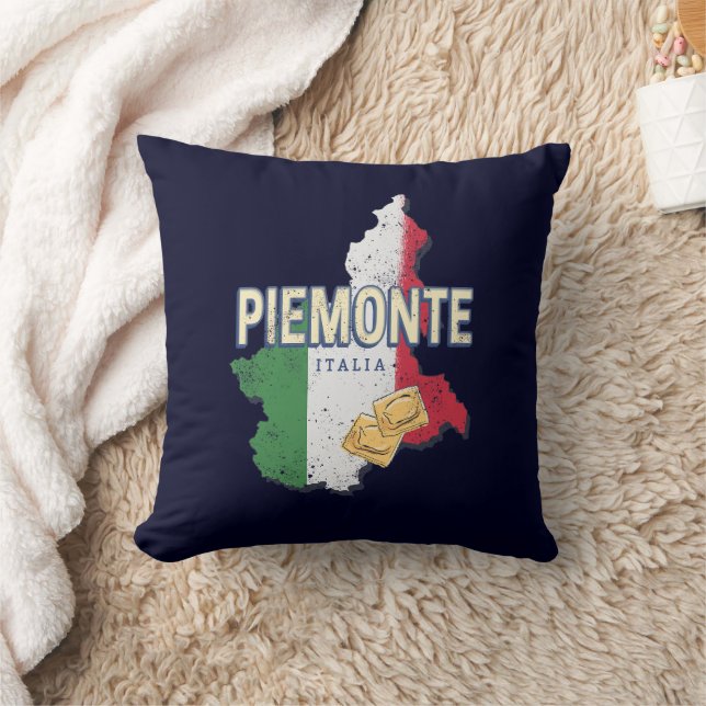 Piedmont Italy Retro Region Map Vintage Pasta Cushion (Blanket)