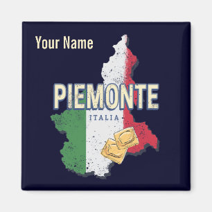 Piedmont Italy Retro Region Map Vintage Pasta Lugg Magnet