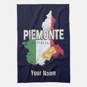 Piedmont Italy Retro Region Map Vintage Pasta Tea Towel