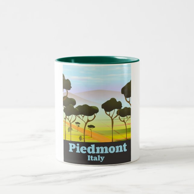 Piedmont Italy travel poster Two-Tone Coffee Mug (Center)