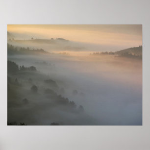 Pieniny sunrise fog poster