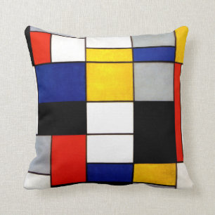 Pient Mondrian Style Fauvism Dutch art Cushion