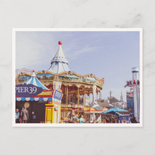 Pier 39 Fisherman's Wharf Carousel Downtown View Postcard