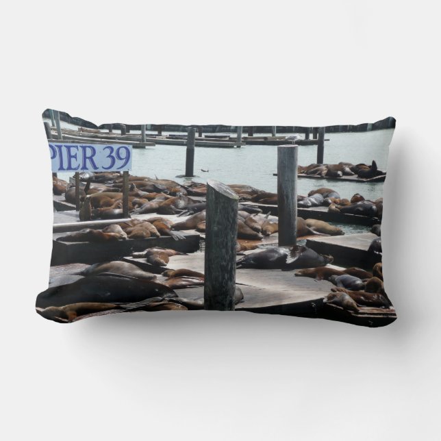 Pier 39 Sea Lions Lumbar Cushion (Front)