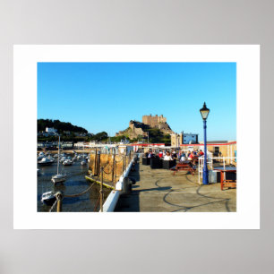 Pier and castle at Gorey Poster