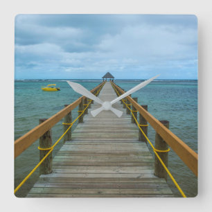 Pier At Coral Coast, Fiji Square Wall Clock