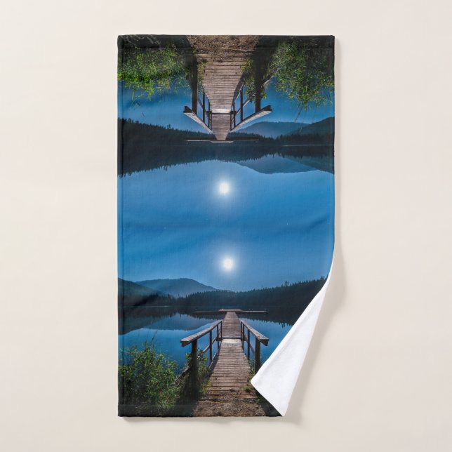 Pier at Night under a Full Moon Bath Towel Set (Hand Towel)