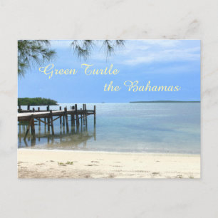 "PIER AT QUIET BEACH/GREEN TURTLE, THE BAHAMAS" POSTCARD
