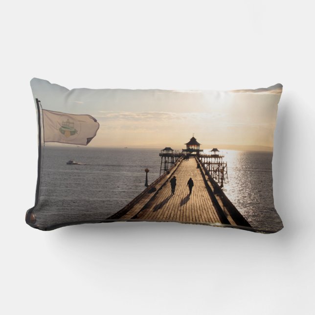 Pier at Sunset - Clevedon Pier, Somerset, UK - Lumbar Cushion (Front)