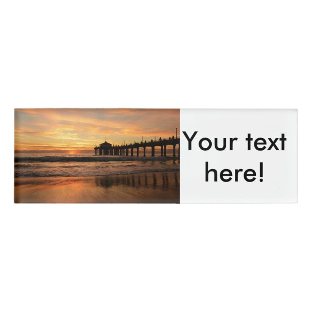 Pier beach sunset name tag (Front)