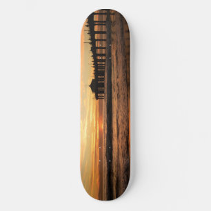 Pier beach sunset skateboard
