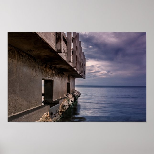 Pier deck in sunset poster (Front)