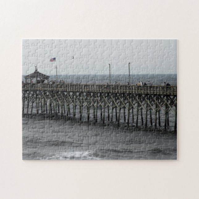 Pier Fishing - Oak Island, NC Jigsaw Puzzle (Horizontal)