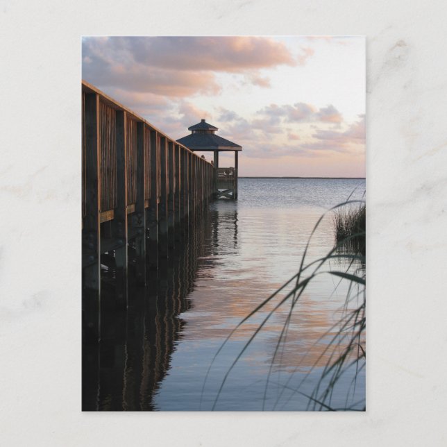 Pier & Gazebo at Sunset, Outer Banks NC Postcard (Front)