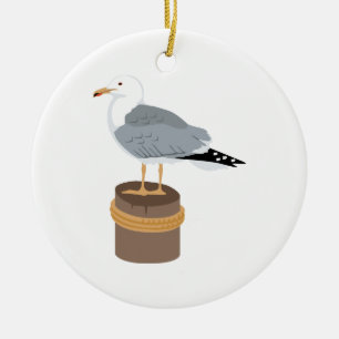 Pier Gull Ceramic Ornament