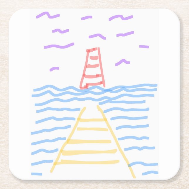 Pier Lighthouse Paper Coaster (Front)