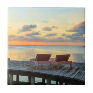 Pier overlooks the ocean, Belise Ceramic Tile