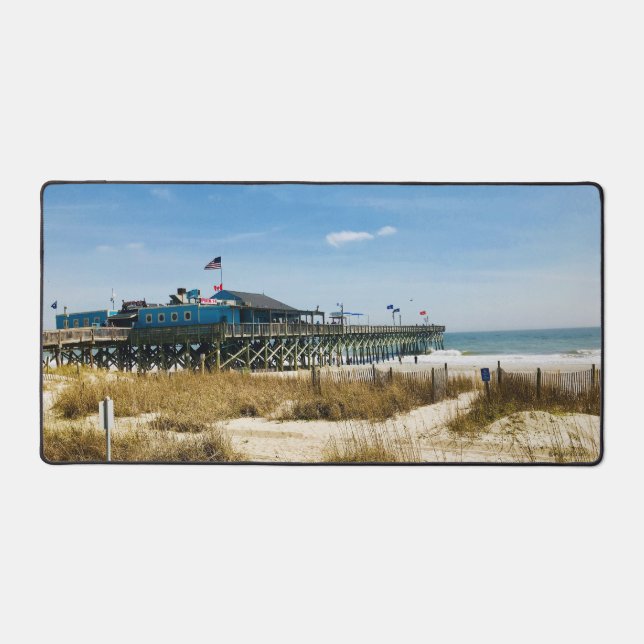 Pier Restaurant Sandy Beach Ocean View Cool  Desk Mat (Front)
