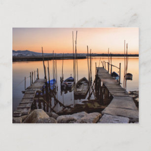 Pier stilt on the river postcard