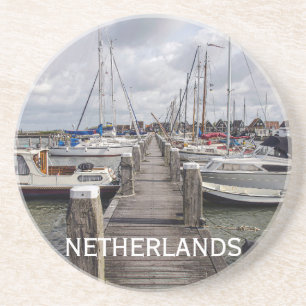 Pier with boats and yachts in Marken Netherlands Coaster