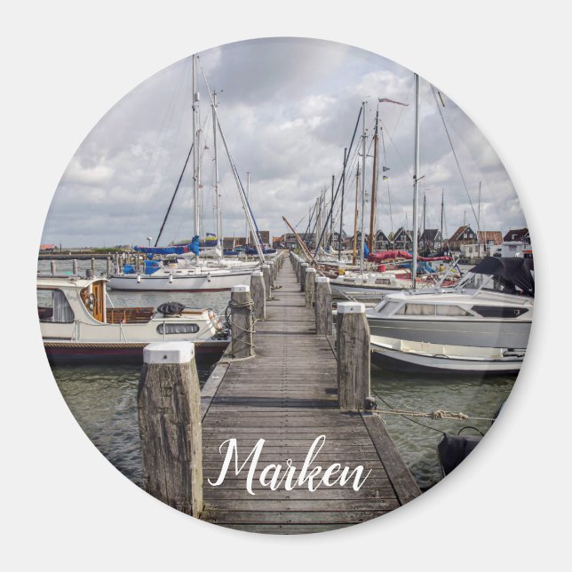 Pier with boats and yachts in Marken Netherlands Magnet (Front)