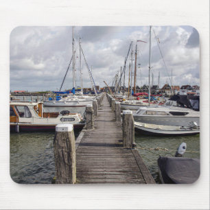 Pier with boats and yachts in Marken Netherlands Mouse Pad