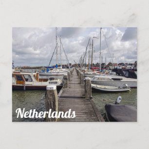 Pier with boats and yachts in Marken Netherlands P Postcard