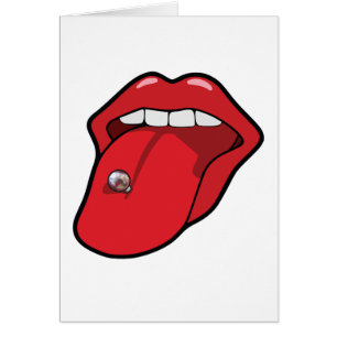 Pierced tongue illustration, card