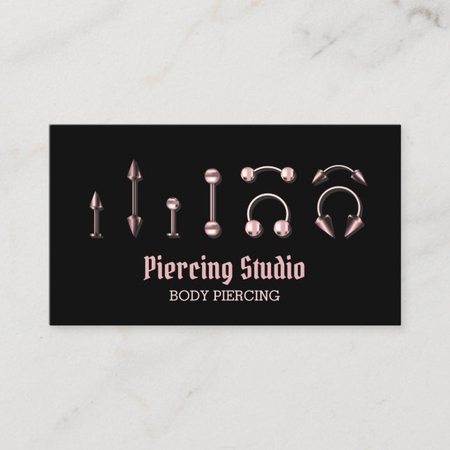 Piercing Specialist Modern Black pink Business Card (Front)