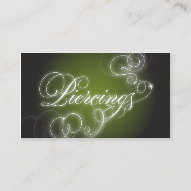Piercings Business Card Elegant Flourish Glow (Front)