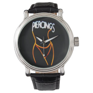 Piercings Neon Lady Silhouette -Gold Watches