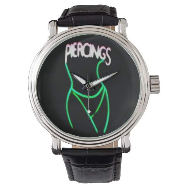 Piercings Neon Lady Silhouette -Green Watches (Front)
