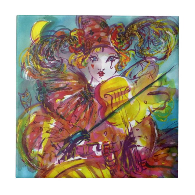 PIERO / Venetian Carnival Night Ceramic Tile (Front)