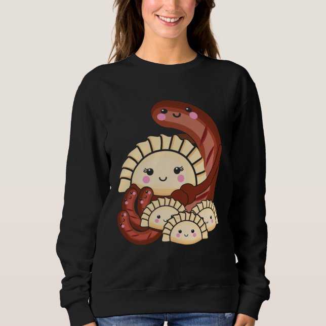 Pierogi and Kielbasa Poland Traditional Food Pun P Sweatshirt (Front)