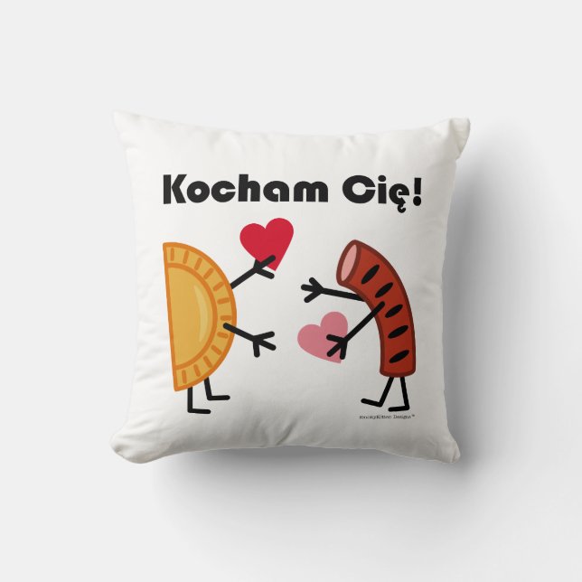 Pierogi & Kielbasa - Kocham Cie! (I Love You!) Cushion (Front)