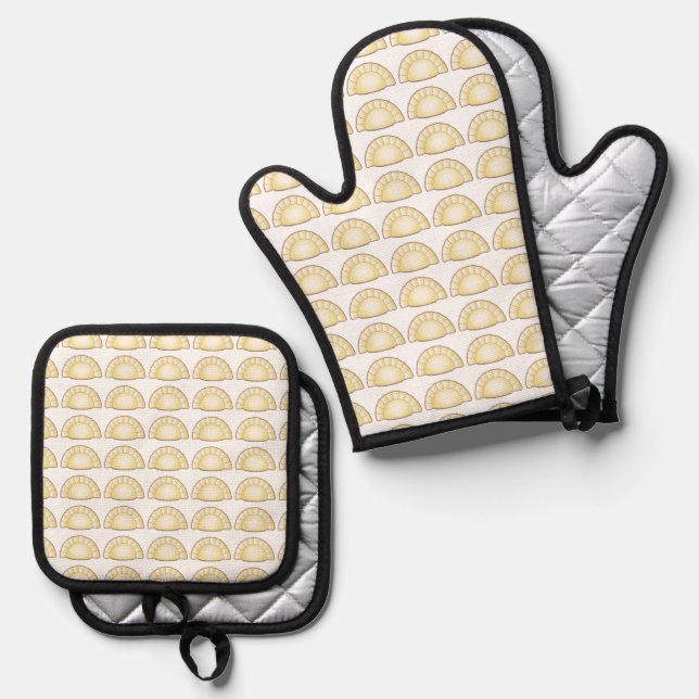Pierogi Oven Mitts Mitt & Pot Holder Set (Front/Back)