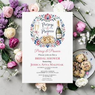 Pierogi & Prosecco Polish Folk Bridal Shower Invitation
