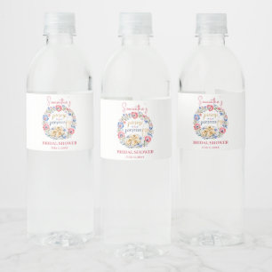 Pierogi & Prosecco Polish Folk Bridal Shower Water Bottle Label