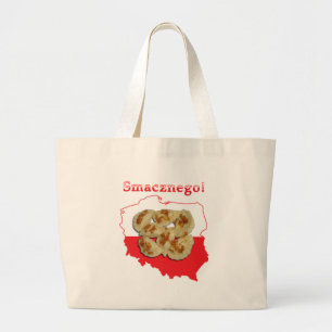 Pierogi Smacznego Polish Map Large Tote Bag