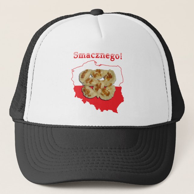 Pierogi Smacznego Polish Map Trucker Hat (Front)