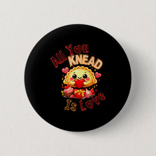 Pierogi valentine's day shirt – knead is love 6 cm round badge