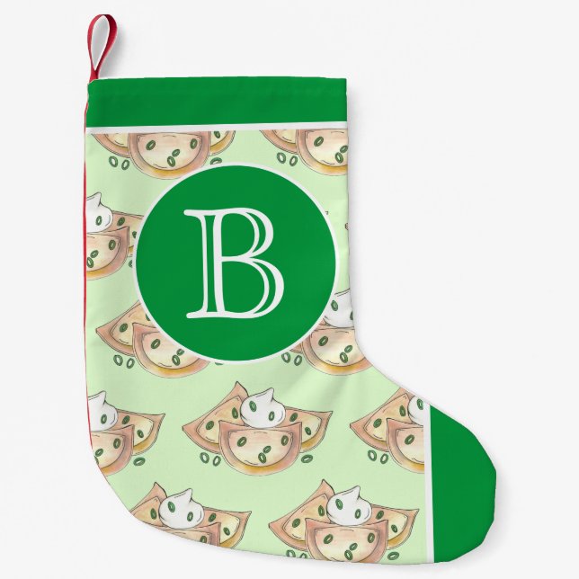 Pierogies Potato Dumplings Polish Food Restaurant Small Christmas Stocking (Front)