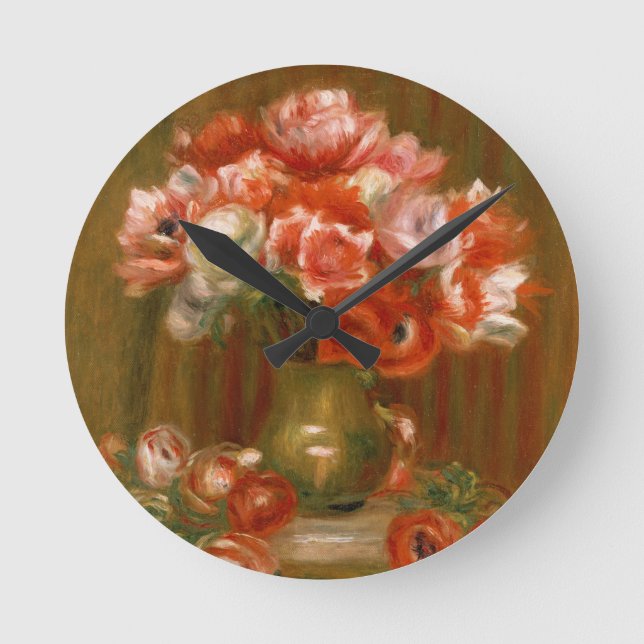 Pierre A Renoir | Anemones Round Clock (Front)