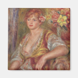 Pierre A Renoir Blonde Woman with a Rose Magnet