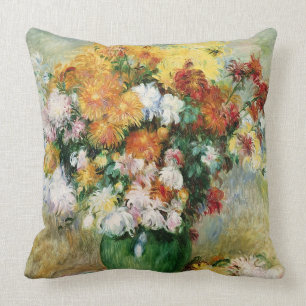 Pierre A Renoir Bouquet of Chrysanthemums Cushion
