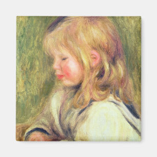 Pierre A Renoir   Child in a White Shirt Reading Magnet
