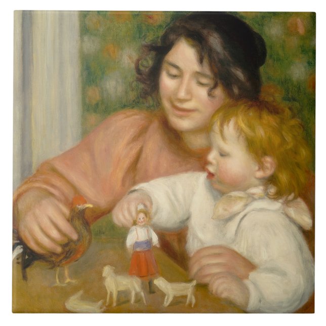 Pierre A Renoir | Child with Toys Ceramic Tile (Front)
