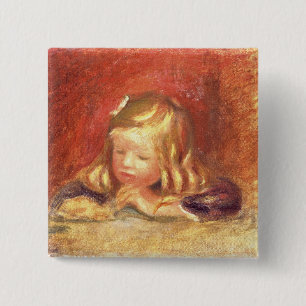 Pierre A Renoir   Coco at the Table 15 Cm Square Badge